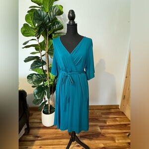 Roaman's Teal Midi Wrap Dress